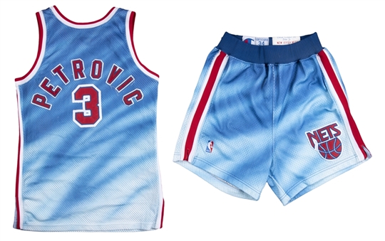 1990 Drazen Petrovic Game Used New Jersey Nets Uniform - Jersey and Shorts